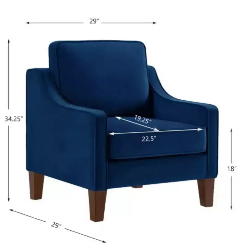 Cozy Living Room Chair: Navy Velvet, Modern