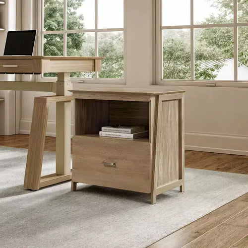 Mobile archivio espositivo con 29 vani, rovere