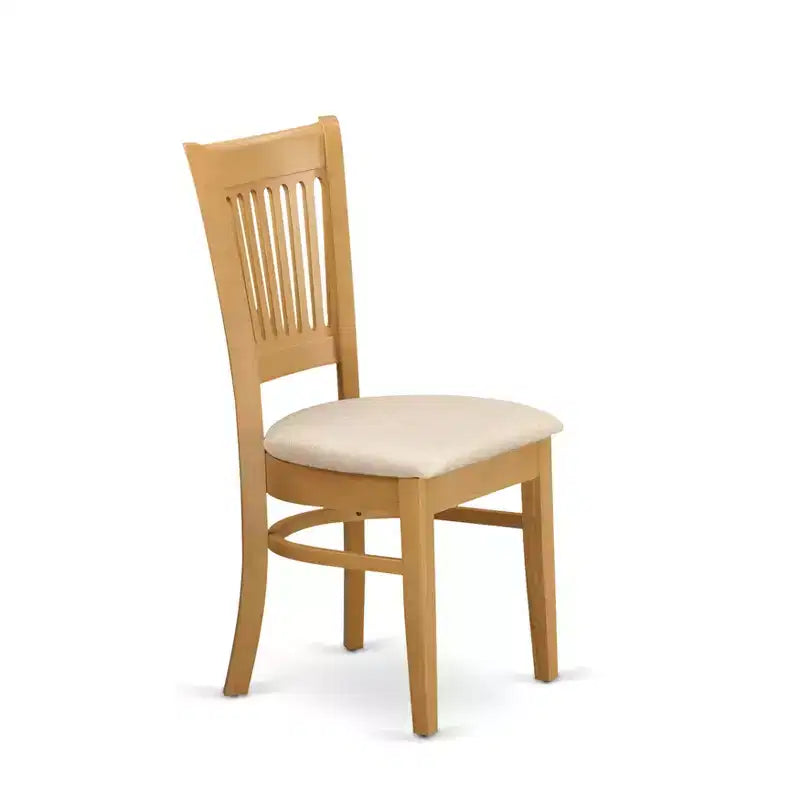 HomeStock African Artifacts Dining Chairs 2-Piece Set- Linen Fabric Seat And Slatted Back