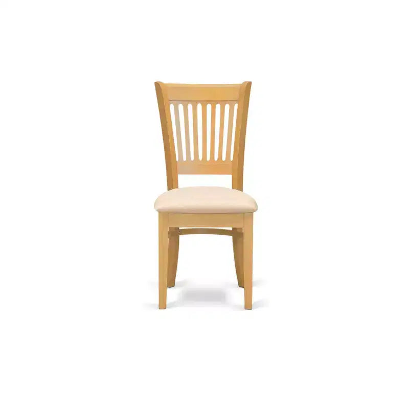 HomeStock African Artifacts Dining Chairs 2-Piece Set- Linen Fabric Seat And Slatted Back
