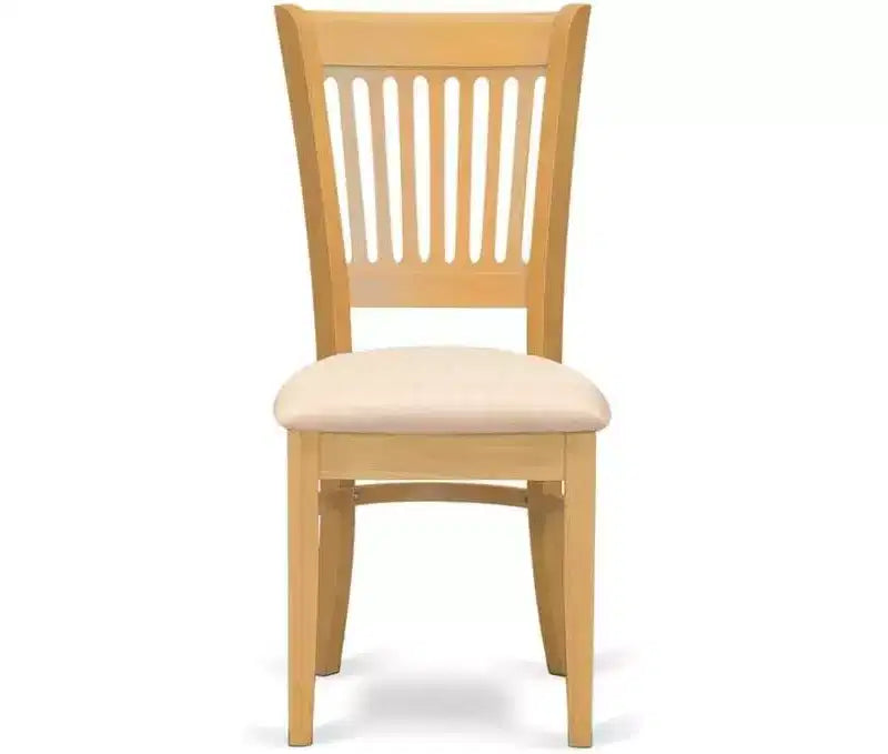 HomeStock African Artifacts Dining Chairs 2-Piece Set- Linen Fabric Seat And Slatted Back
