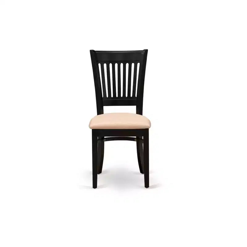 HomeStock African Artifacts Dining Chairs 2-Piece Set- Linen Fabric Seat And Slatted Back