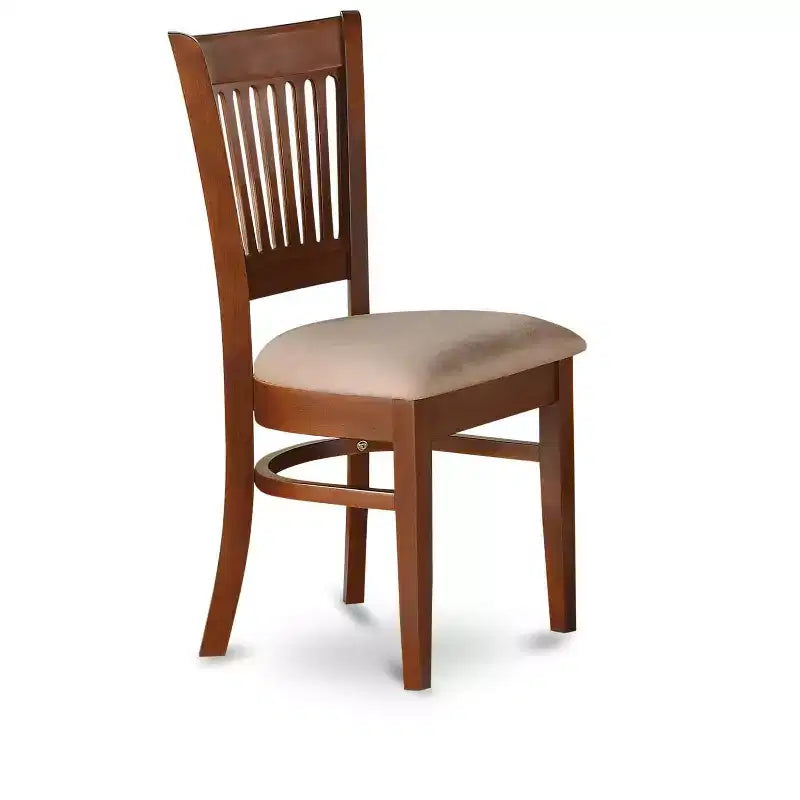 HomeStock African Artifacts Dining Chairs 2-Piece Set- Linen Fabric Seat And Slatted Back