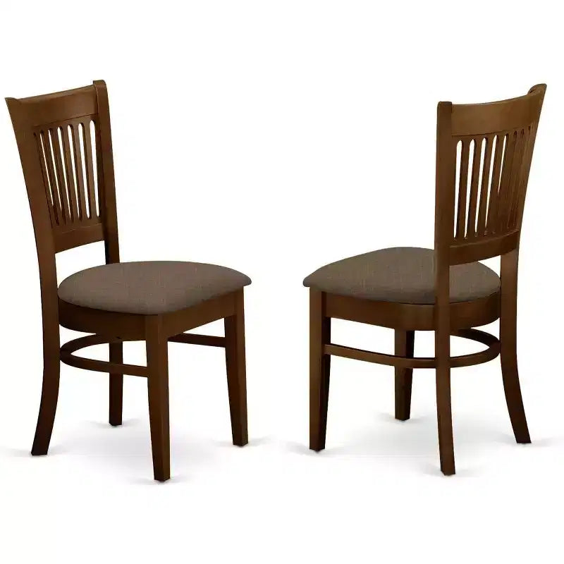 HomeStock African Artifacts Dining Chairs 2-Piece Set- Linen Fabric Seat And Slatted Back