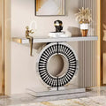 Tavolo consolle moderno con specchio, tavolino da divano in vetro da 43 pollici con base impreziosita da scintillanti inserti in cristallo, per ingresso, soggiorno e corridoio