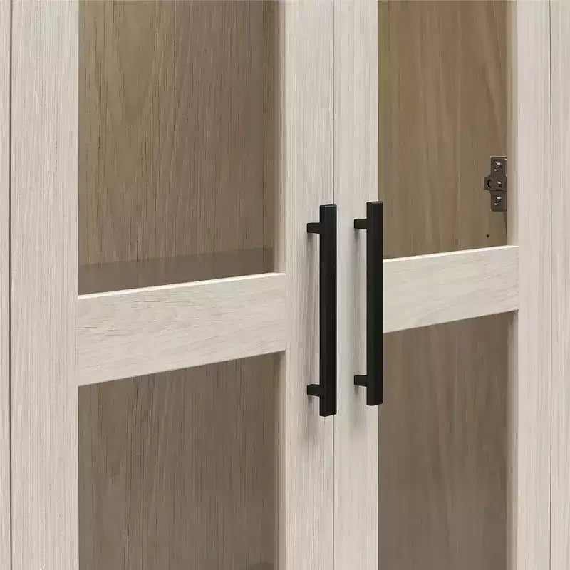 Vetrina Ameriwood Home Sherman con ante in vetro e cassetto portaoggetti, rovere bianco