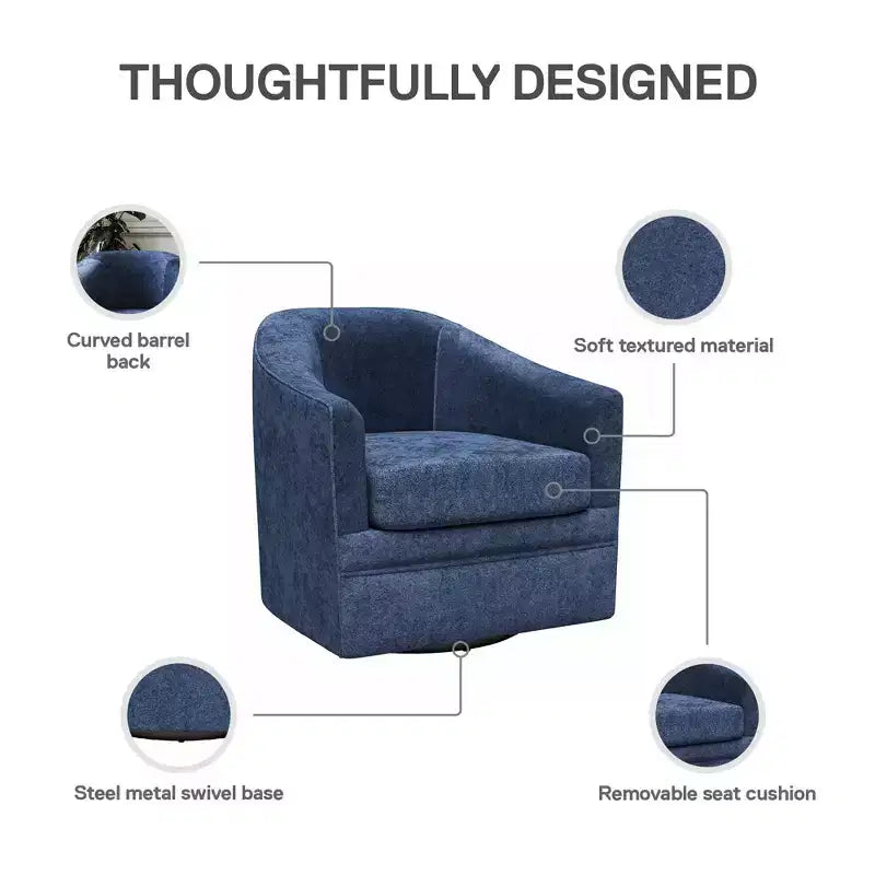 Poltrona girevole decorativa in classico stile scandinavo