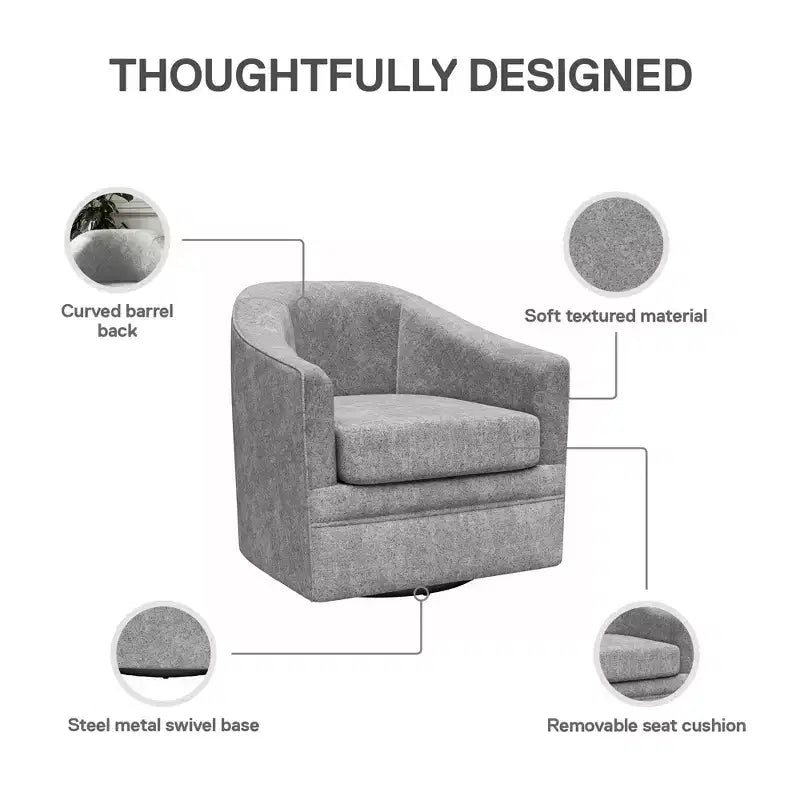 Poltrona girevole decorativa in classico stile scandinavo