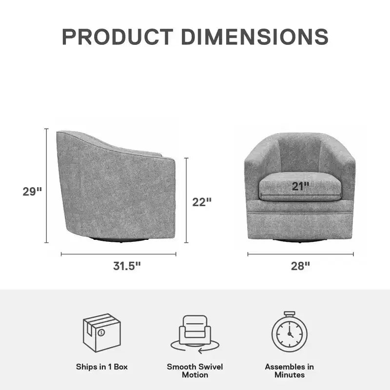 Poltrona girevole decorativa in classico stile scandinavo