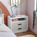 2-Drawer Nightstand, Taupe and White