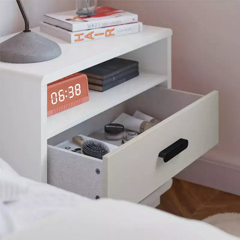 2-Drawer Nightstand, Taupe and White