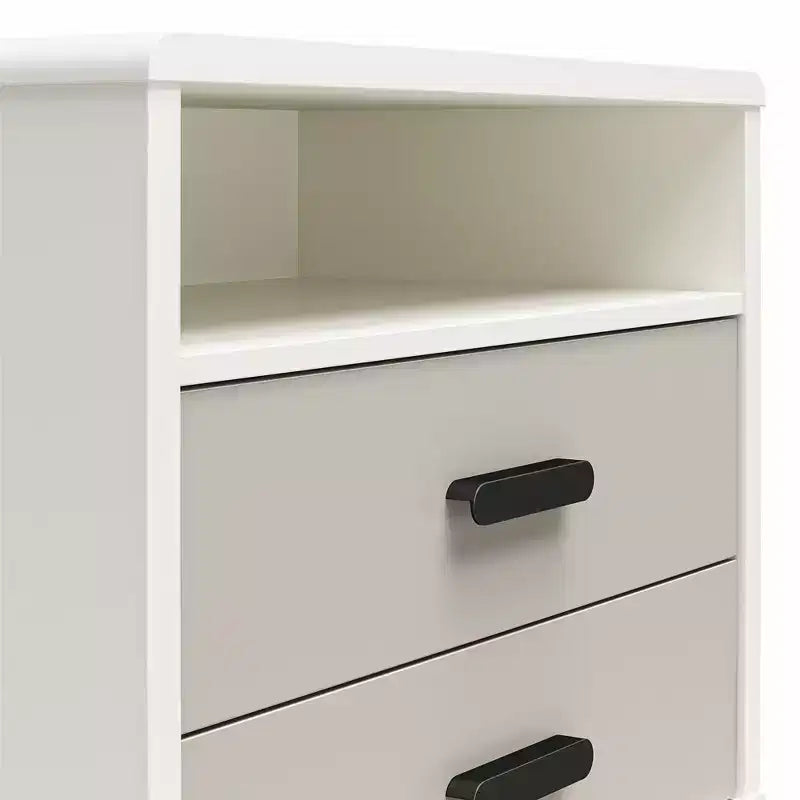 2-Drawer Nightstand, Taupe and White