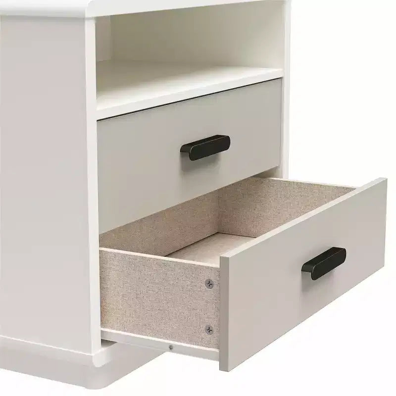 2-Drawer Nightstand, Taupe and White