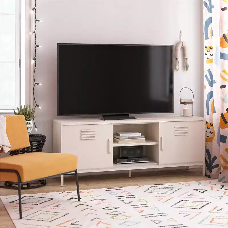 Mobile TV in metallo stile armadietto per televisori fino a 65 pollici