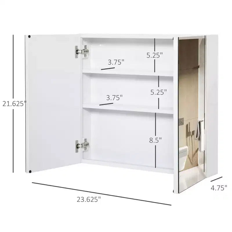 Armadio a specchio da bagno, armadietto dei medicinali con telaio in acciaio da 24x22, organizer da parete con ante doppie