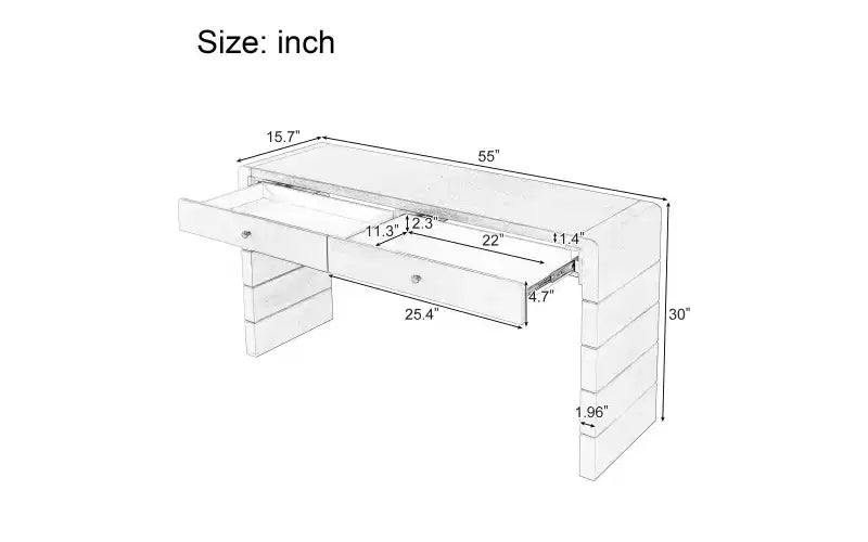 Tavolo da ingresso in legno con 2 cassetti, consolle contenitore rustica in stile rustico