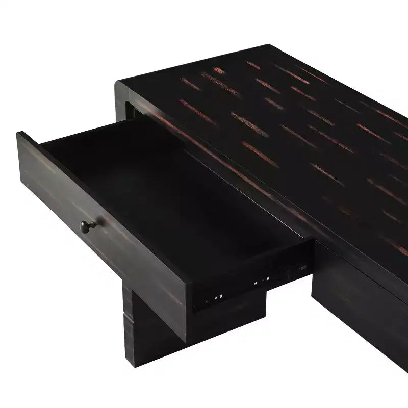 Tavolo da ingresso in legno con 2 cassetti, consolle contenitore rustica in stile rustico