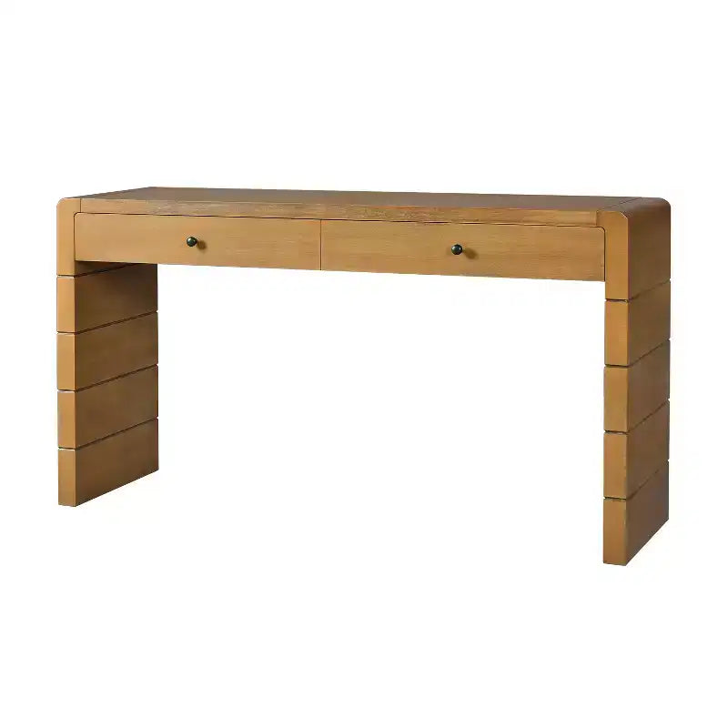 Tavolo da ingresso in legno con 2 cassetti, consolle contenitore rustica in stile rustico