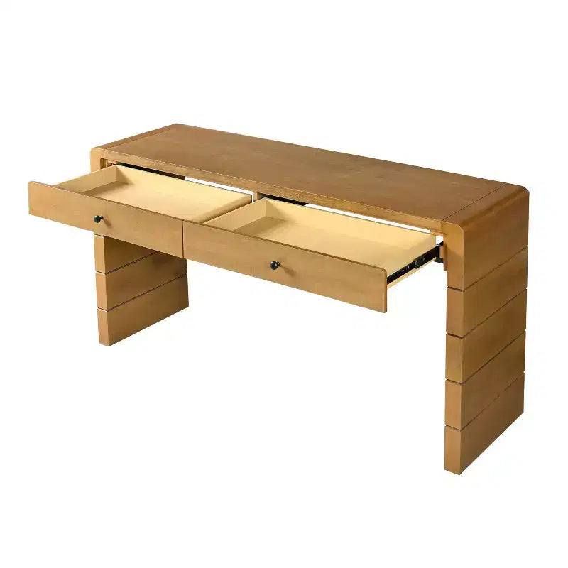 Tavolo da ingresso in legno con 2 cassetti, consolle contenitore rustica in stile rustico