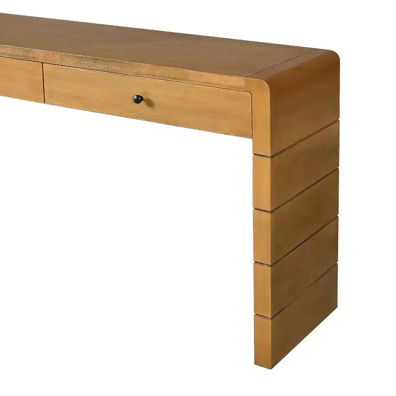 Tavolo da ingresso in legno con 2 cassetti, consolle contenitore rustica in stile rustico