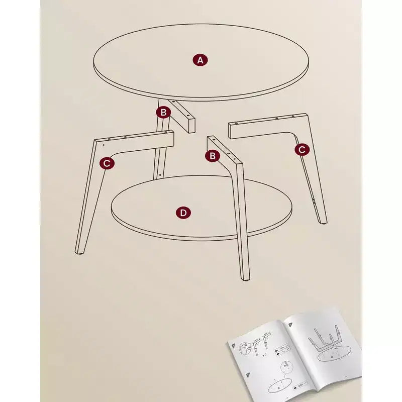 Round Coffee Table, 32''Circle Coffee Tables with 2-Tier Storage Shelf, Easy to Assemble for Living Room