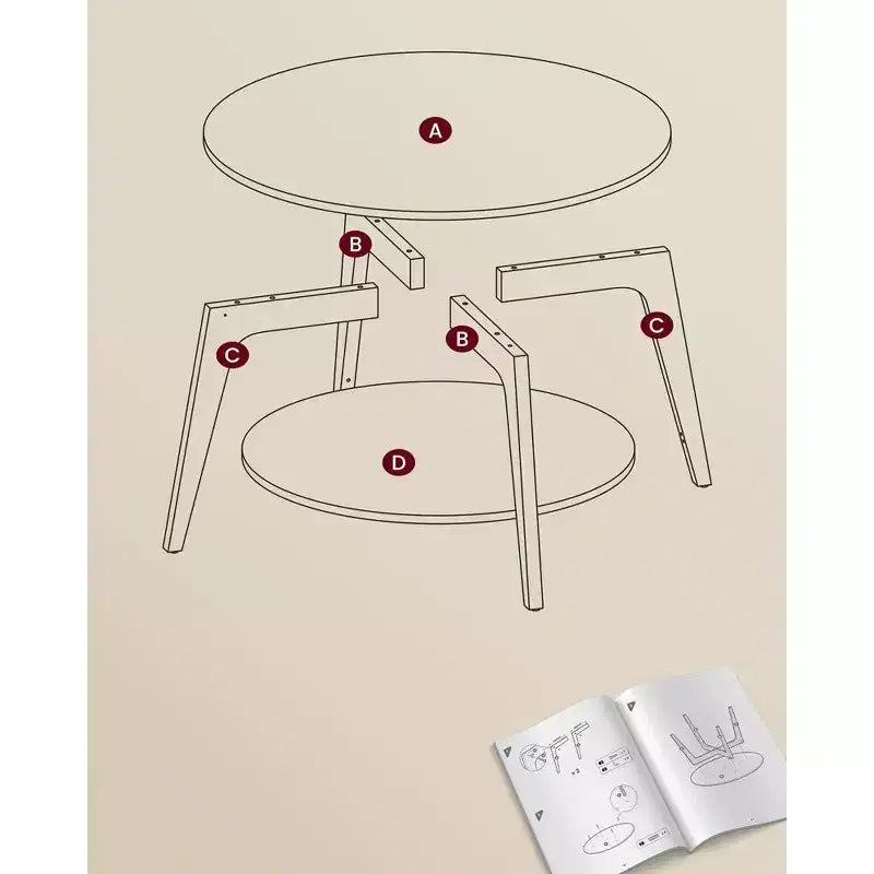 Round Coffee Table, 32''Circle Coffee Tables with 2-Tier Storage Shelf, Easy to Assemble for Living Room