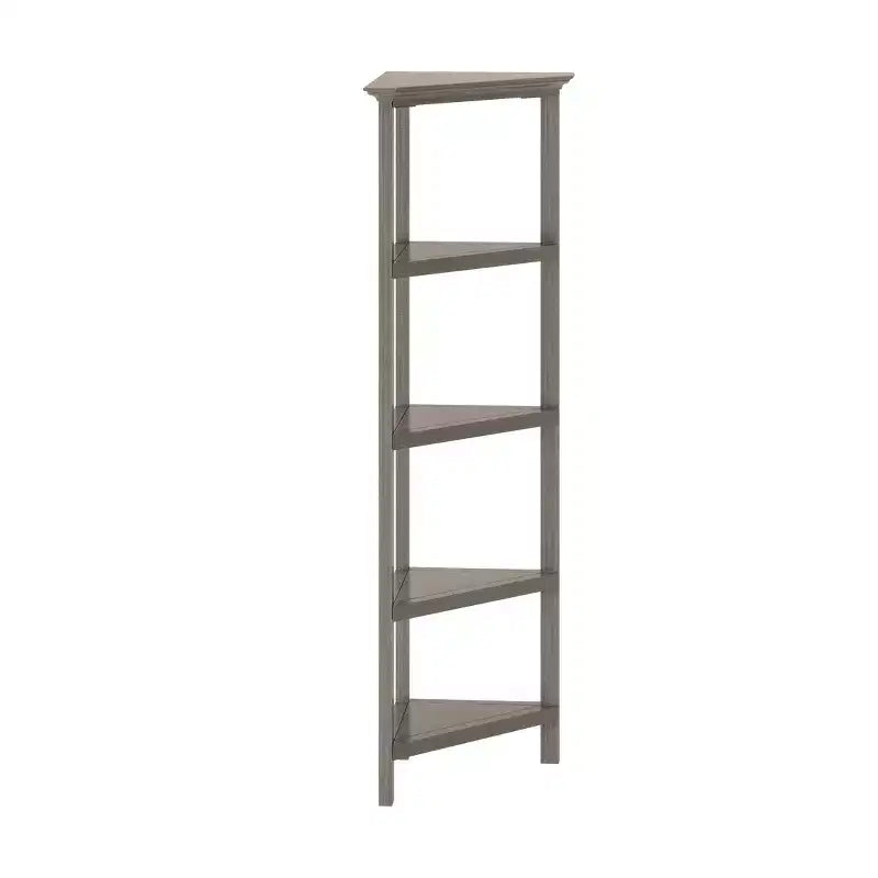 Gray Solid Wood Corner Bookcase