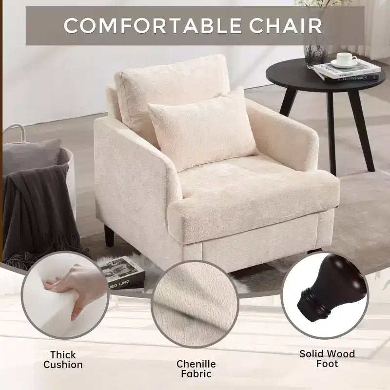 Poltrona decorativa moderna con struttura in legno, design a poltroncina club capitonné, stile metà secolo.