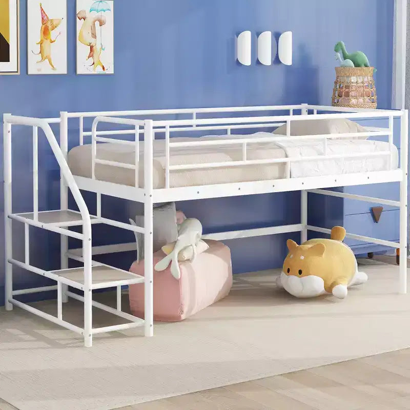 Łóżko półpiętrowe ze schodkami do przechowywania, 88.80'' dł. 41.40'' szer. 39.00 wys.