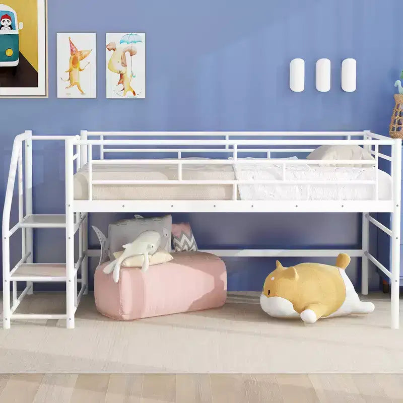 Łóżko półpiętrowe ze schodkami do przechowywania, 88.80'' dł. 41.40'' szer. 39.00 wys.