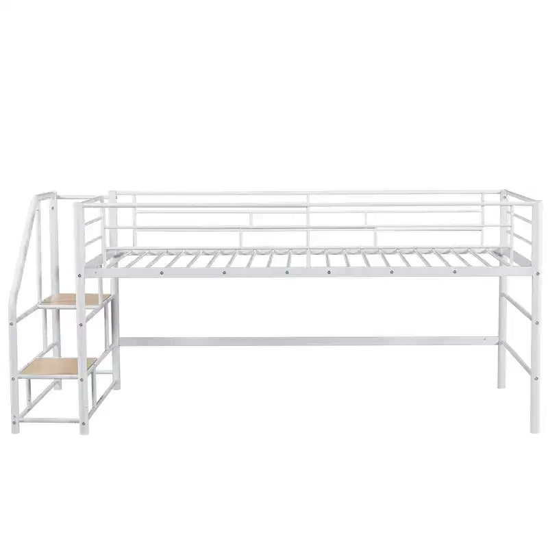 Łóżko półpiętrowe ze schodkami do przechowywania, 88.80'' dł. 41.40'' szer. 39.00 wys.