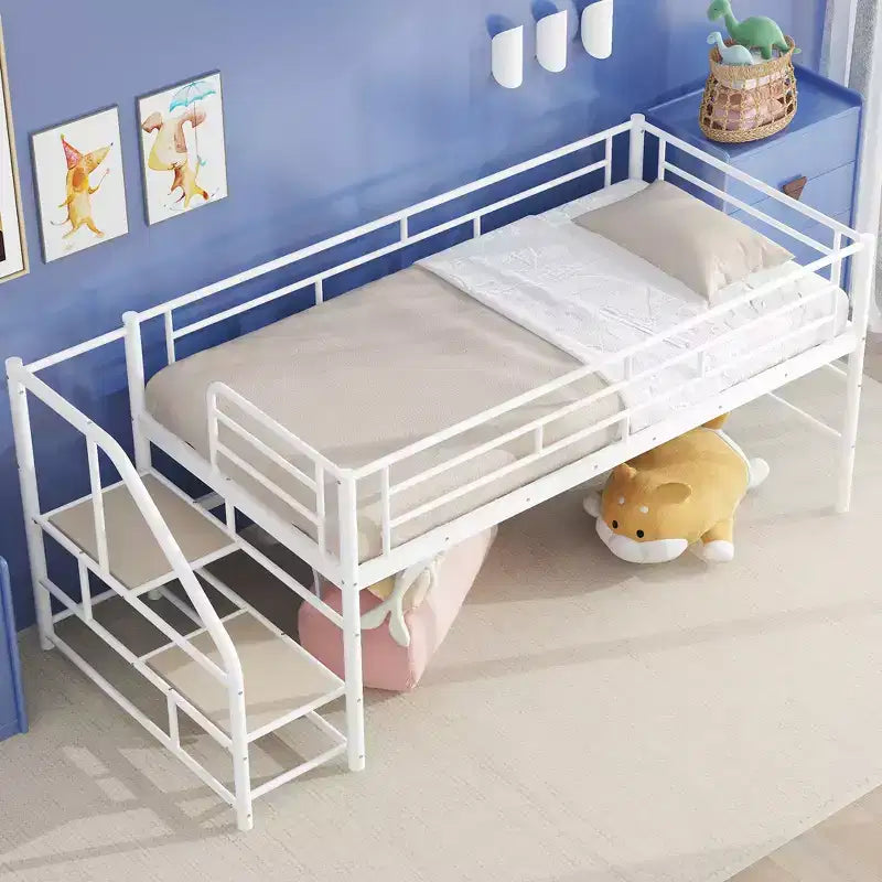 Łóżko półpiętrowe ze schodkami do przechowywania, 88.80'' dł. 41.40'' szer. 39.00 wys.