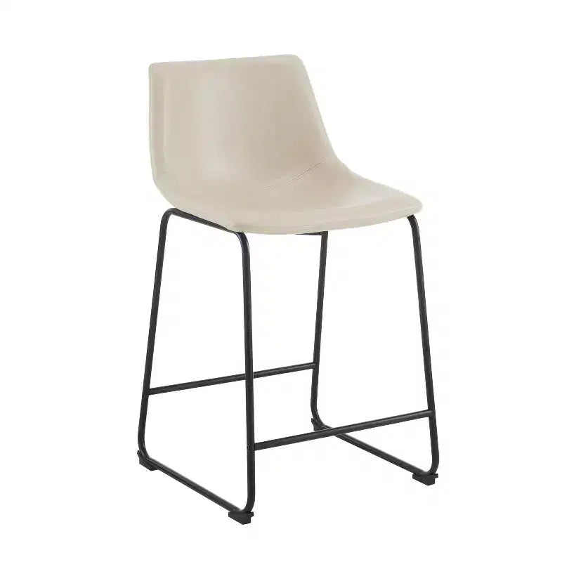Modern 24 Inch Faux Leather and Steel Frame Counter Stools (Set of 2)