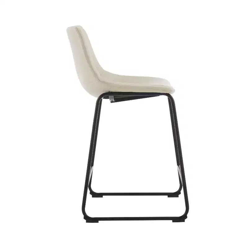 Modern 24 Inch Faux Leather and Steel Frame Counter Stools (Set of 2)