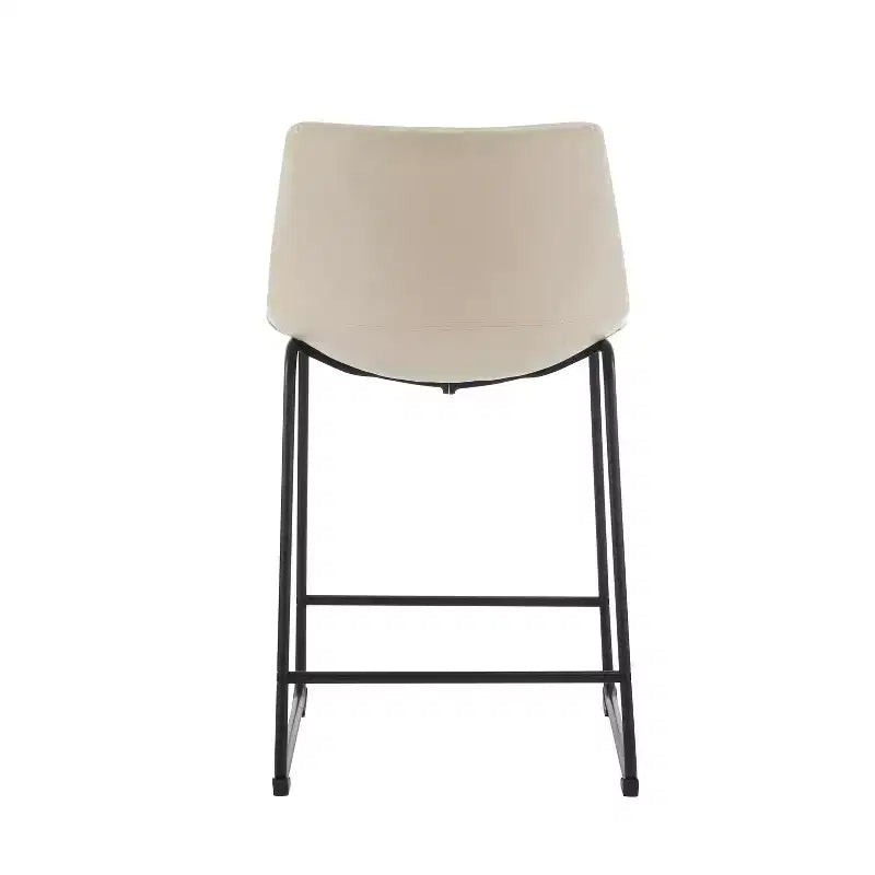 Modern 24 Inch Faux Leather and Steel Frame Counter Stools (Set of 2)