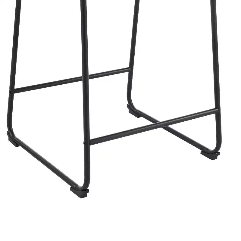 Modern 24 Inch Faux Leather and Steel Frame Counter Stools (Set of 2)