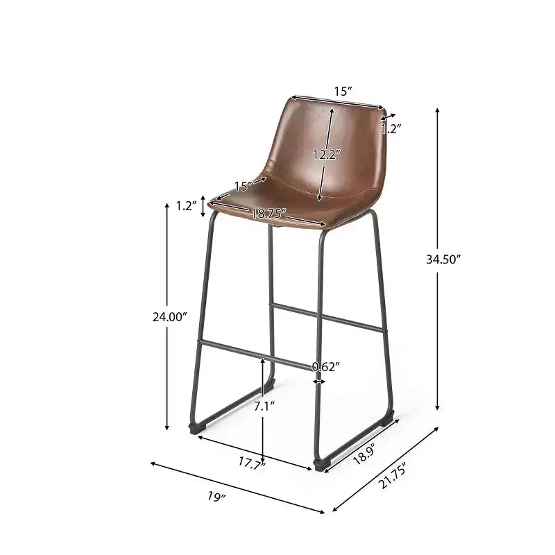 Modern 24 Inch Faux Leather and Steel Frame Counter Stools (Set of 2)