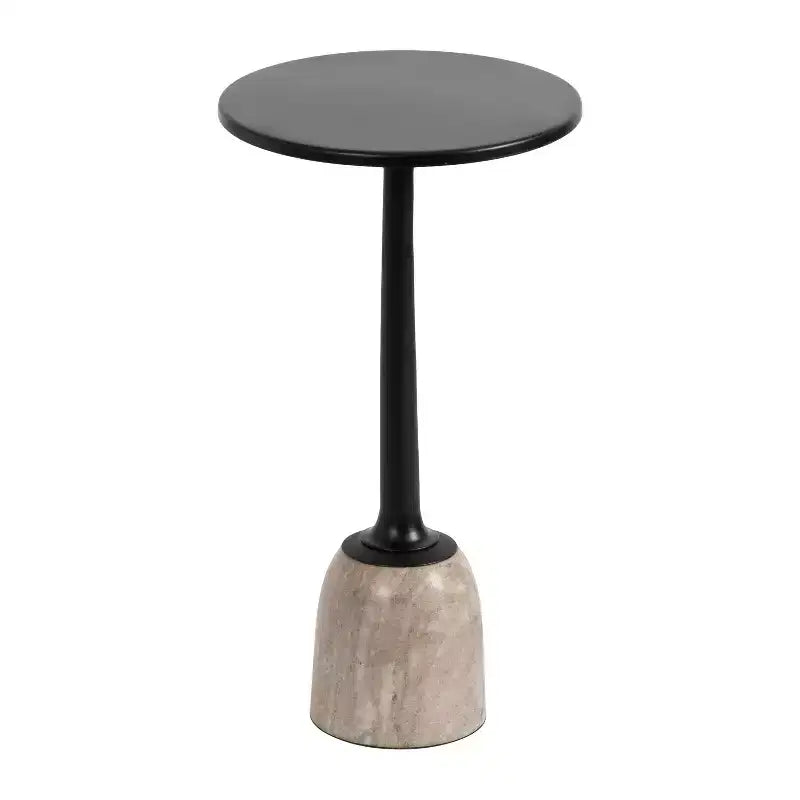Kate and Laurel Nyall Round Metal and Marble Drink Table