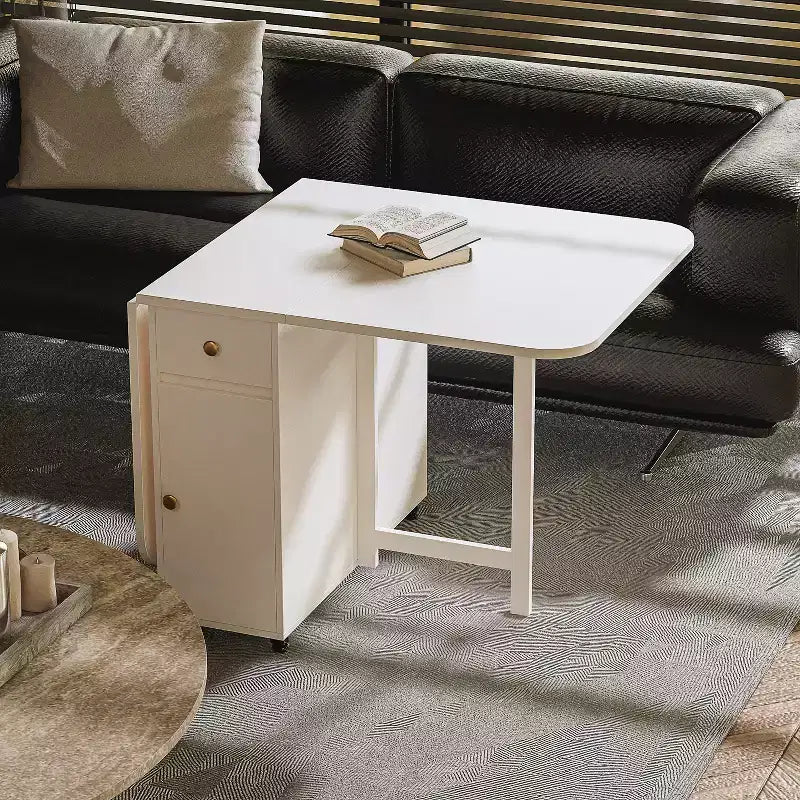 Tavolo da pranzo pieghevole da 59'' per spazi piccoli, tavolo rettangolare allungabile in legno per cucina con ribalte, non richiede montaggio