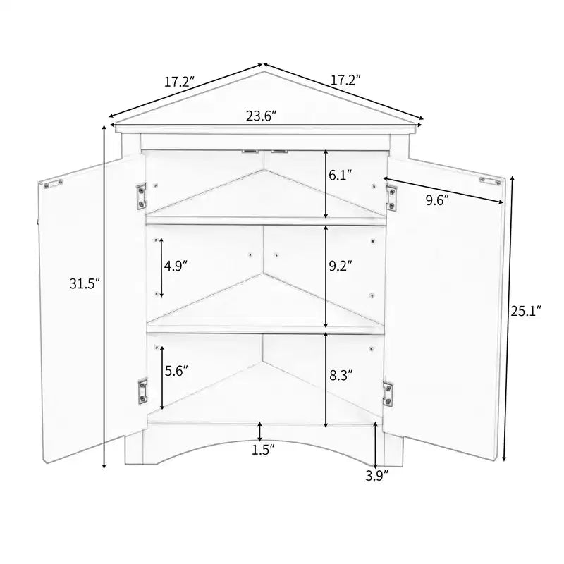 Triangle Bathroom Storage Cabinet Corner Cabinet with Adjustable Shelves