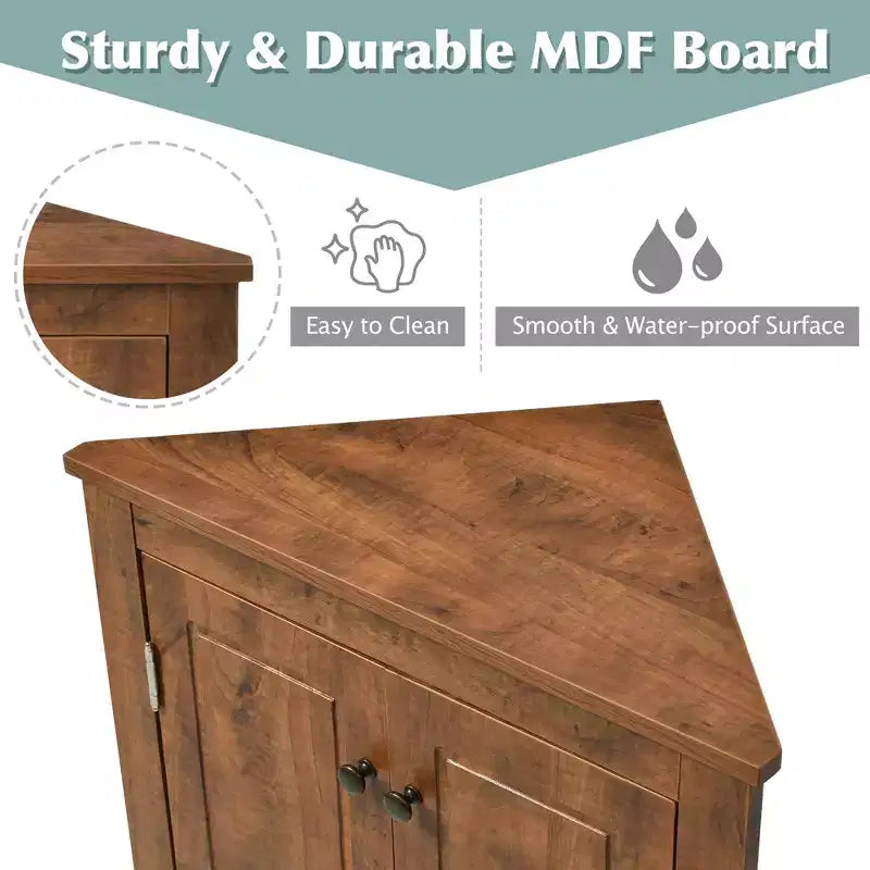 Triangle Bathroom Storage Cabinet Corner Cabinet with Adjustable Shelves