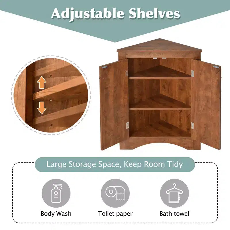 Triangle Bathroom Storage Cabinet Corner Cabinet with Adjustable Shelves