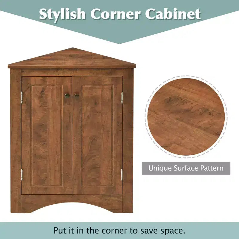 Triangle Bathroom Storage Cabinet Corner Cabinet with Adjustable Shelves