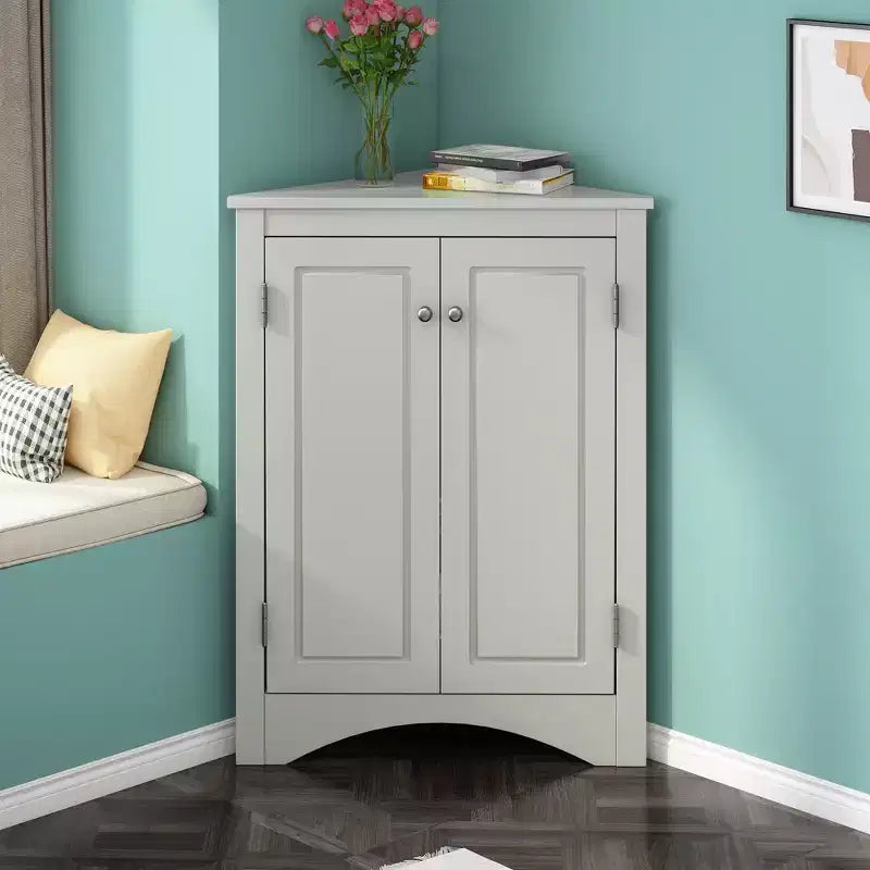 Triangle Bathroom Storage Cabinet Corner Cabinet with Adjustable Shelves