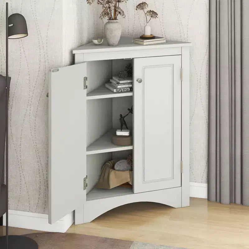 Triangle Bathroom Storage Cabinet Corner Cabinet with Adjustable Shelves