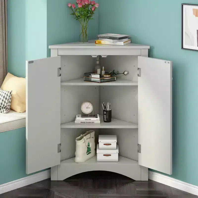 Triangle Bathroom Storage Cabinet Corner Cabinet with Adjustable Shelves
