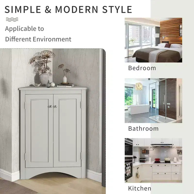 Triangle Bathroom Storage Cabinet Corner Cabinet with Adjustable Shelves
