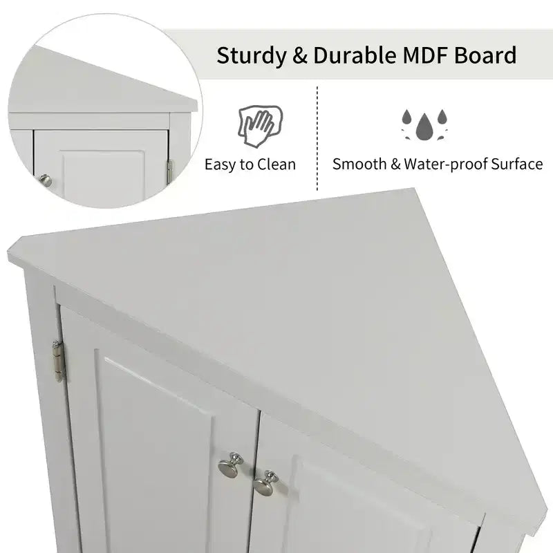 Triangle Bathroom Storage Cabinet Corner Cabinet with Adjustable Shelves