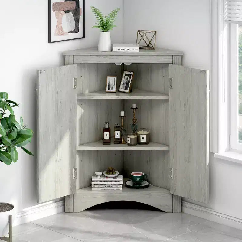 Triangle Bathroom Storage Cabinet Corner Cabinet with Adjustable Shelves