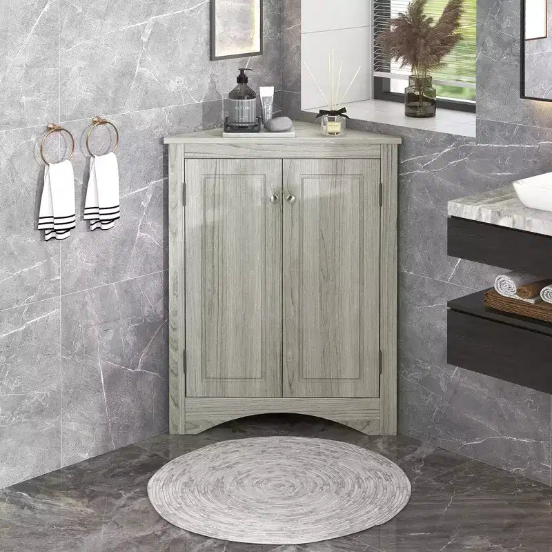 Triangle Bathroom Storage Cabinet Corner Cabinet with Adjustable Shelves